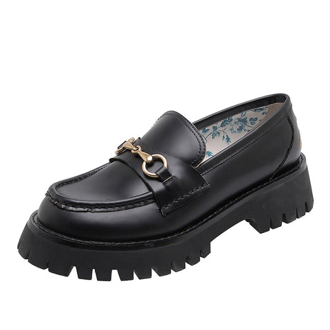 Damen-Loafer, flache Plateauschuhe, Größe 35–40, lässig, Slipper, runde Zehenpartie, einfarbig, schwarz