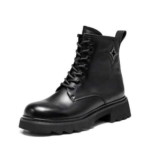 Winter Retro Leather Furred Thick Sole Boots
