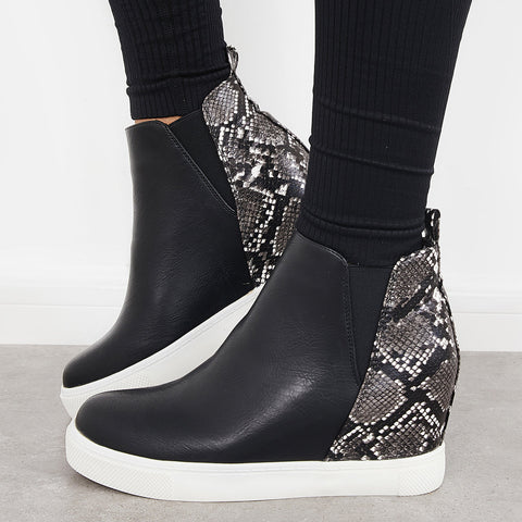 Slip on Hidden Wedge Sneakers Platform Wedge Booties