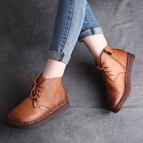 Cozy Autumn Winter Retro Handmade Boots Women 35-42
