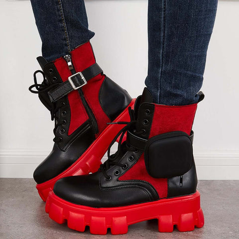 Chunky Platform Combat Ankle Boots Goth Lug Sole Booties