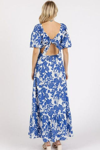 Floral Puff Sleeve Summer Maxi Dress