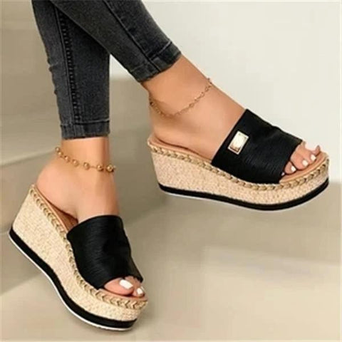 Open Toe Espadrille Platform Wedges Slip on Sandals
