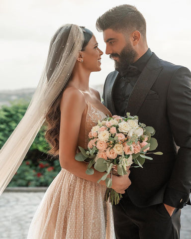 Spaghetti-Strap Sleeveless Mermaid Wedding Dress Tulle With Lace