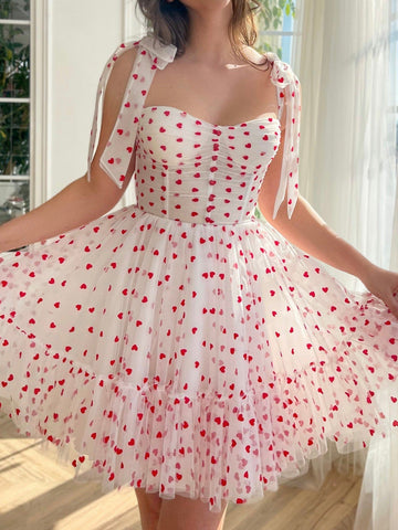 A-Linie Tüll-Heimkehrkleid mit Herzausschnitt