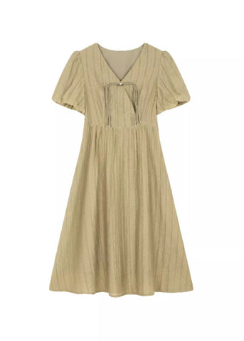 Fashion Green V Neck Patchwork Long Dresses Summer