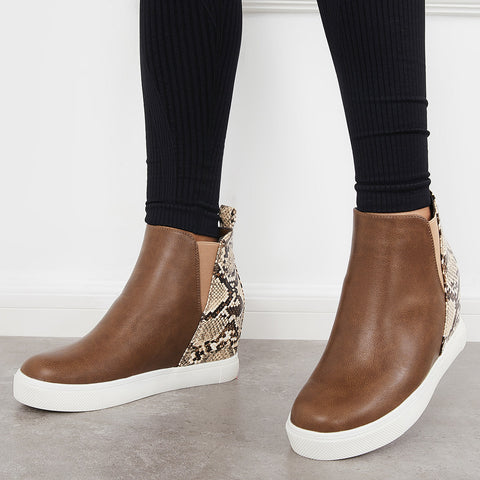 Slip on Hidden Wedge Sneakers Platform Wedge Booties