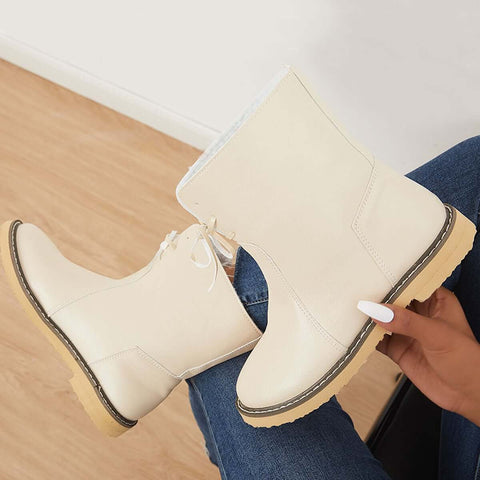 Warm Cotton Lined Snow Ankle Boots Wide Width Flat Booties