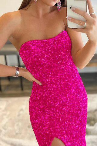 Trägerloses Ballkleid im Meerjungfrauen-Stil mit königlichen Pailletten