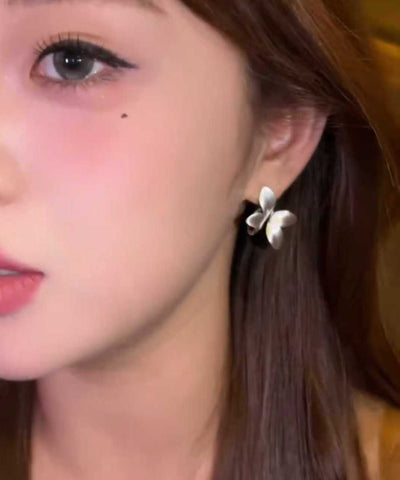 Original Design Silk Metal Butterfly Stud Earrings