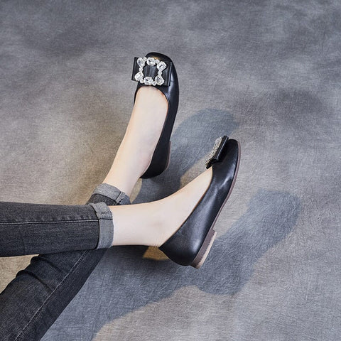 Frühling Sommer Leder Kristall Flache Weiche Freizeitschuhe