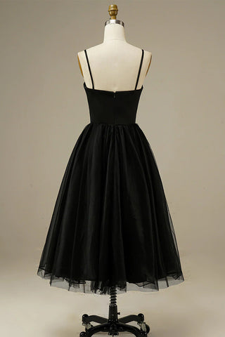 Tulle A-line Midi Simple Prom Dress