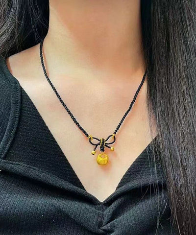 Handmade Black Sterling Silver Overgild Lucky Bag Pendant Necklace