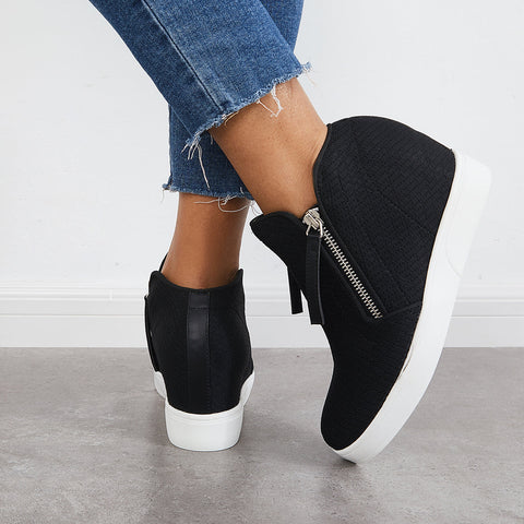 Casual Hidden Wedge Sneakers Platform Wedge Booties