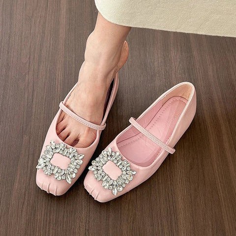 Designer Kristall Damen Ballerinas Mode Damen Casual Weiche Sohle Flats Frühling Damen Komfort Gummiband Ballerina Schuhe