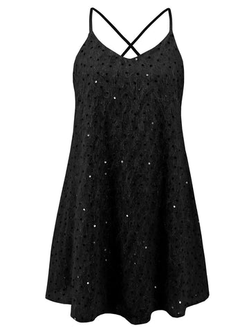 Cocktailkleid mit Pailletten und V-Ausschnitt und Mini-Camisole