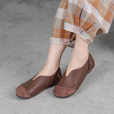 Spring Summer Women Retro Leather Flat Casual Loafers