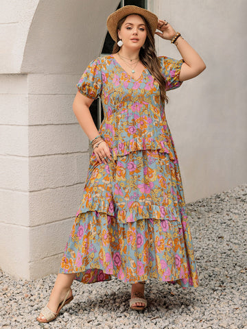 Plus Size Tiered Ruffled Resort Maxi Dress