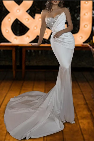 Sweetheart Mermaid Wedding Dress Sweetheart With Beads