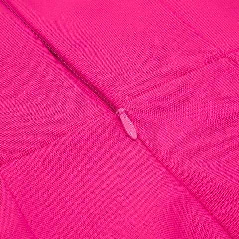 Robe d'été chic pour femme, sexy, col carré, rose vif, mini robe à bretelles, robe de soirée, club, robe bandage
