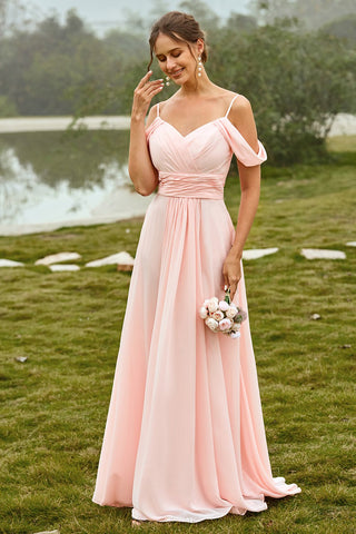 Schulterfreies, roséfarbenes Brautjungfernkleid