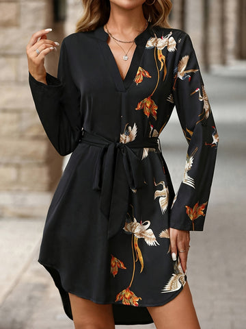 Floral Long Sleeve Mini Dress