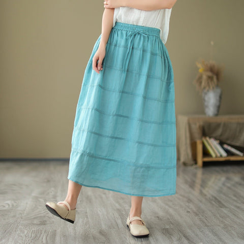 Women Summer Casual Linen A-Line Skirt