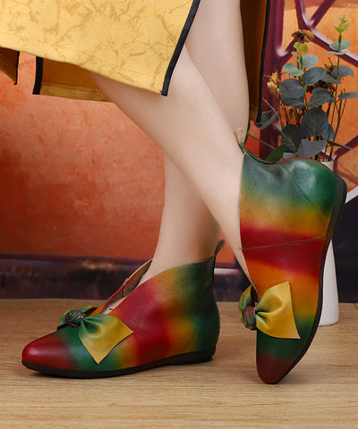 2023 New Soft Flats Colorful Ethnic Style Women Bow Ankle Boots