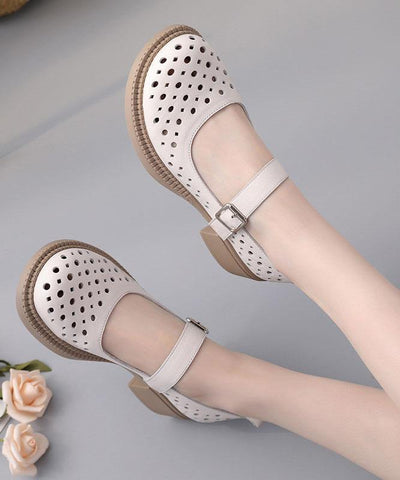 2022 Chocolate Hollow Out Flat Feet Shoes Genuine Leather