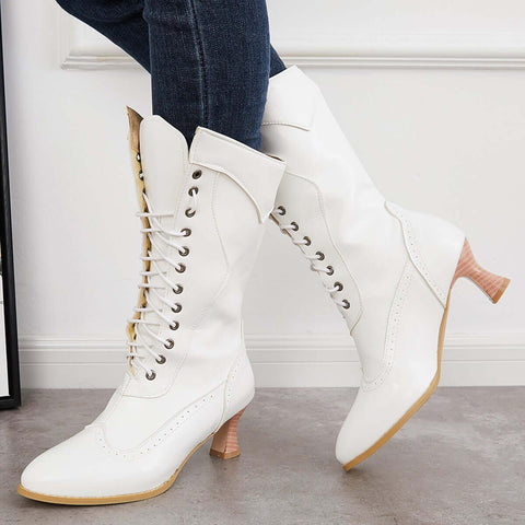 Vintage viktorianische Schnürstiefel mit mittlerer Wade, Western-Ritterstiefel