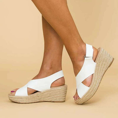 Criss Cross Espadrilles Platform Wedges Ankle Strap Sandals
