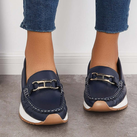 Lässige, bequeme Plateau-Loafer, flache Bootsschuhe zum Hineinschlüpfen