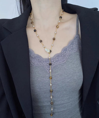 DIY Picture 1 Alloy Tiger's Eye Beading Gratuated Bead Necklace