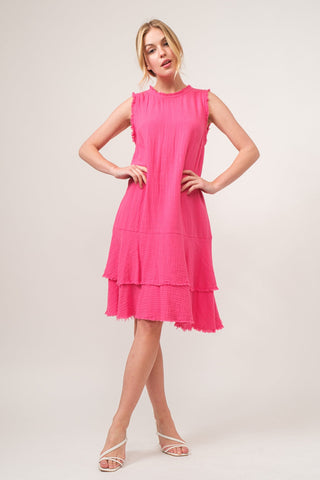 Fringe Detail Tiered Midi Dress