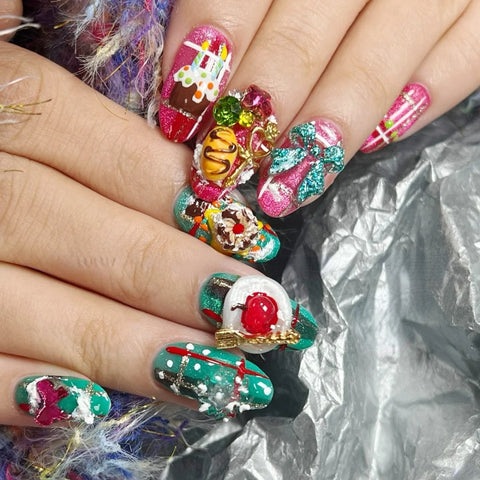 Hot SaleChristmas StarHandmade Artificial Gel Nail Press-On Nails