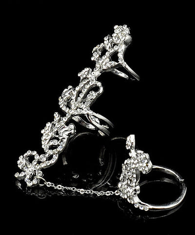 Stylish Rose Zircon Adjustable Metal Connected Ring