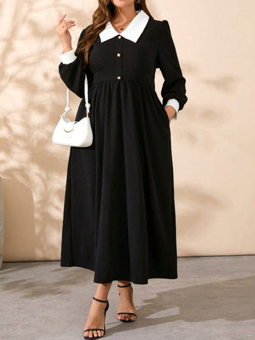Langärmliges Midikleid in Übergröße