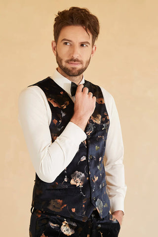 Schwarzer zweireihiger Hochzeitsanzug mit Revers für Herren