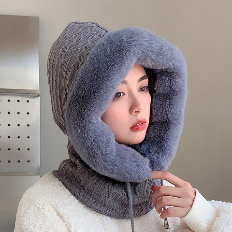 Women Winter Knitted Plush Solid Warm Hats