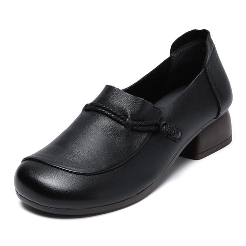 Plus Size Spring Summer Retro Leather Wedge Casual Shoes