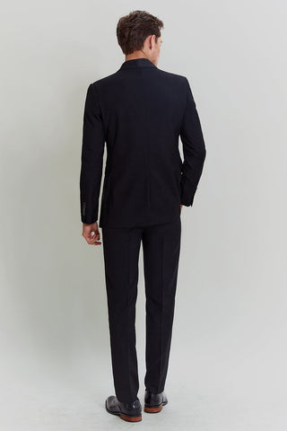 Schwarzer 3-teiliger Slim Fit-Anzug mit Schalkragen für Herren