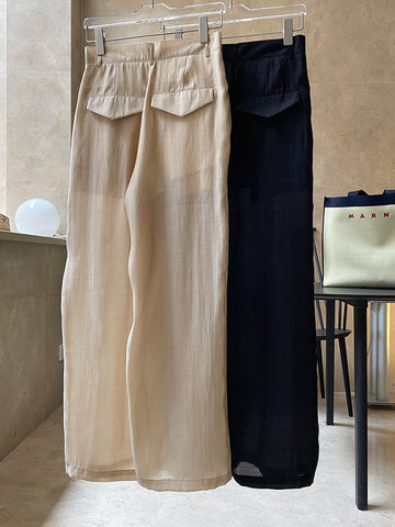 High-Waisted Pleated See-Through Loose Sun-Protection Trousers Casual Pants Bottoms