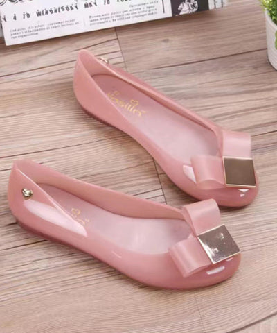Einzigartige bequeme Spleißen klare Plattfüße Schuhe Pink