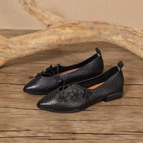 Women Spring Summer Retro Leather Flat Casual Shoes