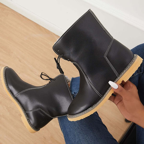 Warm Cotton Lined Snow Ankle Boots Wide Width Flat Booties