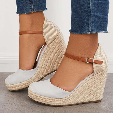 Closed Toe Espadrilles Wedges Platform Ankle Strap Dress Sandals