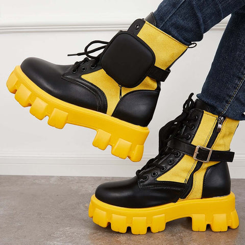 Chunky Platform Combat Ankle Boots Goth Lug Sole Booties