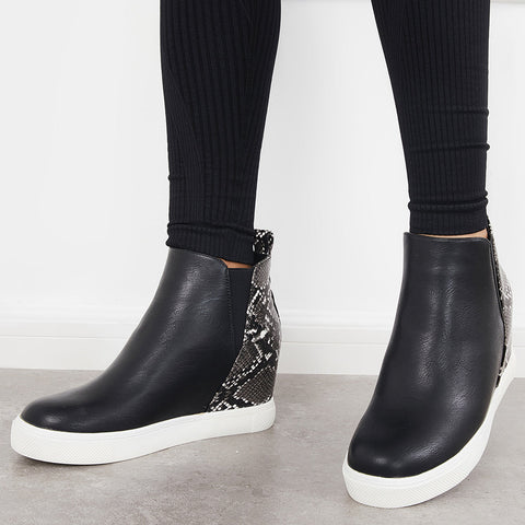 Slip on Hidden Wedge Sneakers Platform Wedge Booties