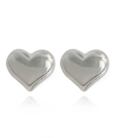 DIY Gold Copper Alloy Heart-Shaped Stud Earring