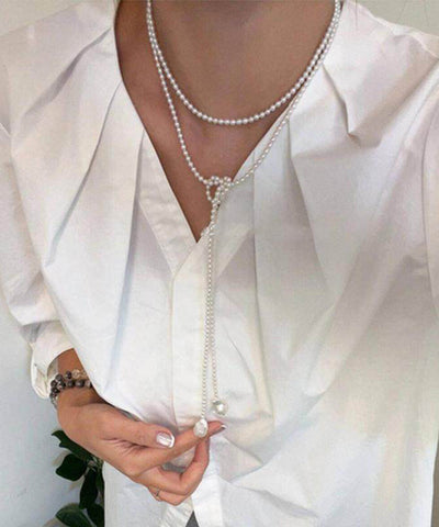 Luxury White Baroque Pearl Long Pendant Necklace